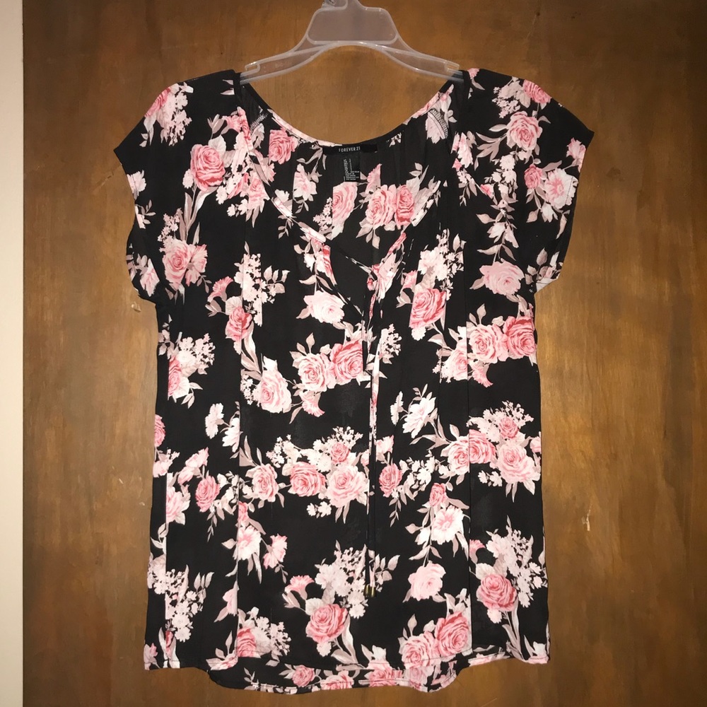 Forever 21 black floral blouse!